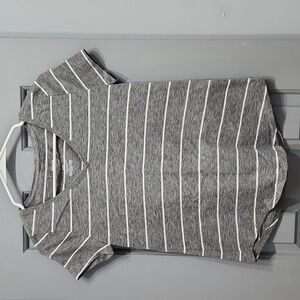 NWOT Sonoma Gray White Striped V-neck Tee petite XS